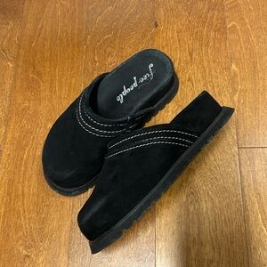 Free people platform suede clogs mules